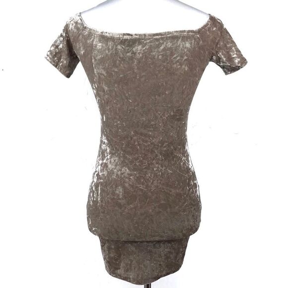 Forever 21 Brown Crushed Velvet Short Sleeve Bodycon Mini Dress Small - Picture 3 of 5